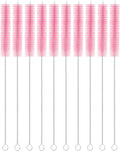 uxcell 10Pcs Drinking Straw Cleaning Brushes, 10" x 5/8" Nylon Bristles Long Straw Brush Pipe Cleaner for Washing Straws Pot Spout, Sippy Cup, Bottle and Tube (Pink)