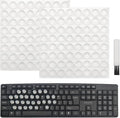 128 PCS Raised Keyboard Stickers for Long Nails Protector,with Cleaning Brush,Silicone Keyboard Self Adhesive Keycap Riser Bubbles Covers for Nail Art Typing Gaming Round Keyboard PC, Cylinder