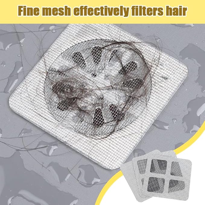 Disposable Shower Drain Hair Catcher, Disposable Hair Drain Stickers Drain Mesh Cover Bathroom Shower Drain Protector for Bathroom Laundry Kitchen Sink for Human and pet Hair (100)