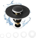 Fransiton Bathroom Sink Drain Stopper, 1.1-1.77 Inch Basin Pop Up Black Sink Drain Stopper, Anti Clogging Drain Plug with Detachable Hair Catcher Matte Black