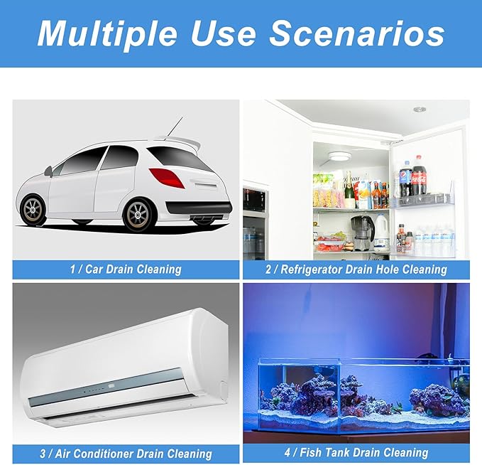 Auto Sunroof Drain Cleaning Tool 118 Inch with Stainless Steel Hinges & Eco POM, Flexible Scratch-Free Cleaner for Car Sunroof & Windshield Drain, Also for Fridge & Fish Tank & AC Drains Pipe