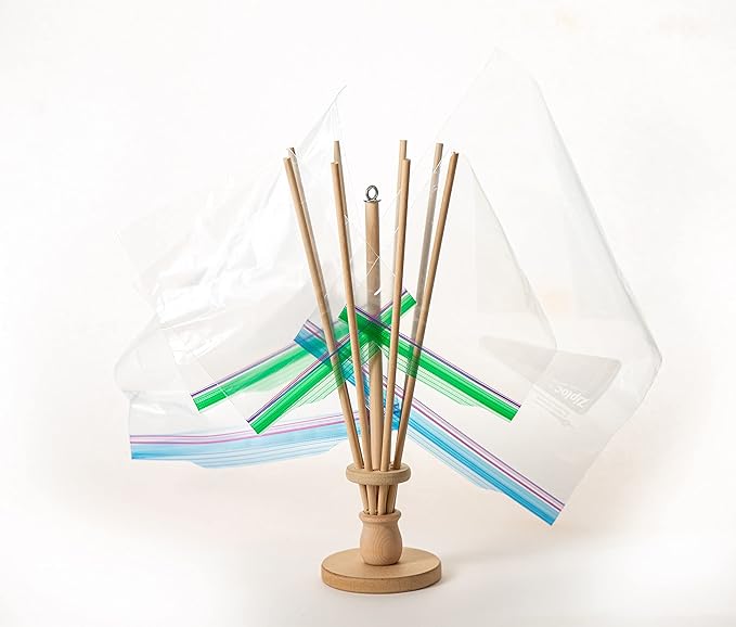 Plastic Bag and Bottle Dryer - Patented; Multi-Purpose Drying Rack Saves Money and the Planet. Folds for Easy Storage