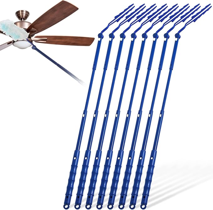 8 Pcs 3 ft Replacement Handles Compatible with Swiffer Duster Refill, Extended Handle, Removal Duty, Adjustable Length for Home Fan Window Cleaning (Blue)
