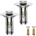 Bathroom Sink Drain Strainer,Universal Pop-Up Sink Stopper Hair Catcher, Anti-Clog Stainless Steel Drain Filter Basket, Removable Sink Drain for Bathroom Sink Stopper (YSilver-2（with Buckle）)