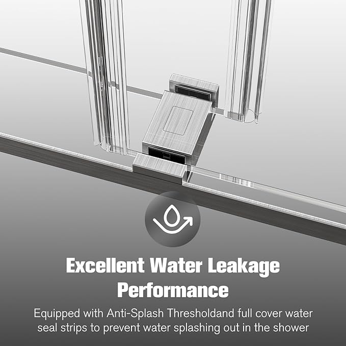 Shower Door 68–72in W x 76 in H, 3/8" Tempered Glass Double Sliding Shower Door, Frameless Brushed Nickel, Exquisite Rolling Track Design, Reversible Installation for Modern Bathroom