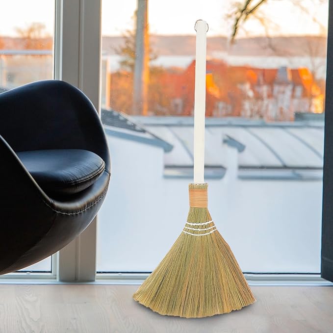 2pcs Handwoven Soft Bristle Indoor Brooms with Detachable Handle, Lightweight 74cm Grass Cleaning Brush Set for Household Dust Sweeping