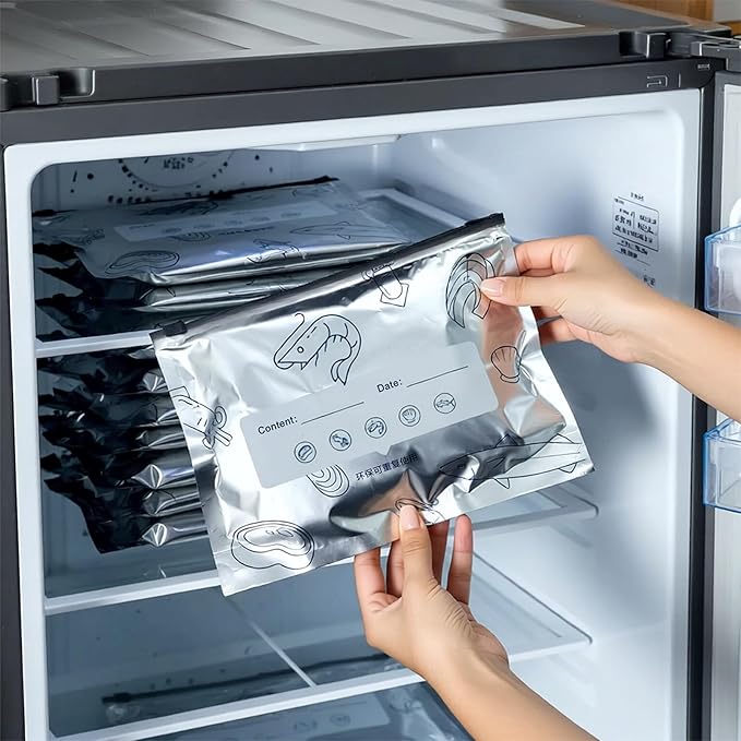 40PCS Reusable Aluminum Foil Freezer Bags, Sealable Stand-Up Zipper Storage Bags for Food, Meal Prep & Kitchen in 3 Sizes(Small, Medium, Large)