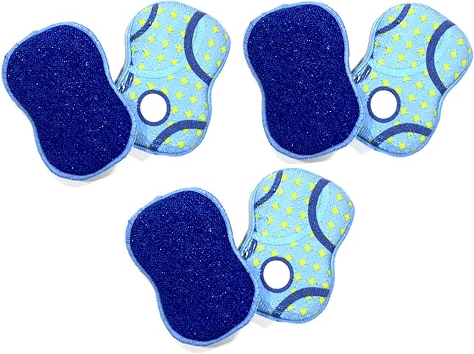 Microfiber Double Sided Scrub & Wipe Sponge Pad for Kitchen & Bath - Safe on Dishes, Sink & Non-Stick Cookware - Reusable Machine Washable Durable & Long Lasting (6pc)