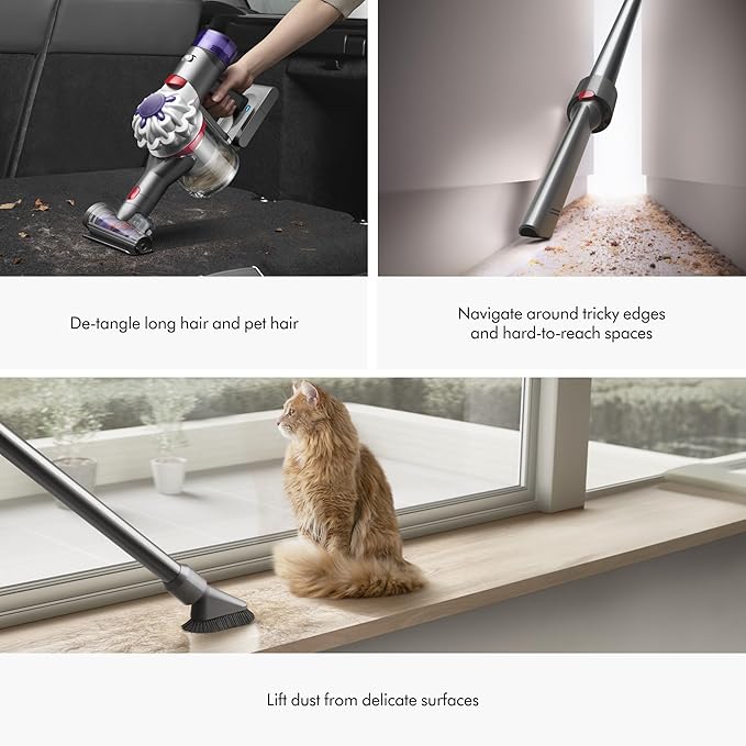 Dyson V8 Plus Cordless Vacuum, Cleans Hard Floors and Carpets, Detangles, Converts to Handheld, 115AW, 2 Power Modes, Up to 40 Minutes¹