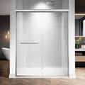 56-60" W x 72" H Semi-Frameless Double Sliding Glass Shower Door, 1/4" (6mm) Clear Tempered Glass, Bypass Sliding Shower Door for Bathroom, Easy to Clean (Chrome, 60" W x 72" H)