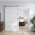 SmartStandard 48x96 inch White Barn Door with 8FT Brushed Nickel Sliding Door Hardware Track Kit Included, Solid MDF Slab, Waterproof PVC Surface, 5-Panel, Suitable for Openings up to 46in x 94in