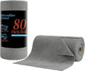 80 Pack Microfiber Cleaning Cloth Roll,Lint Free Rags & Tear Away Reusable Towels Washable Scratch,Ultra Absorbent Dish Rags(12" x 12") for Car Kitchen Home Garage-Dark Gray