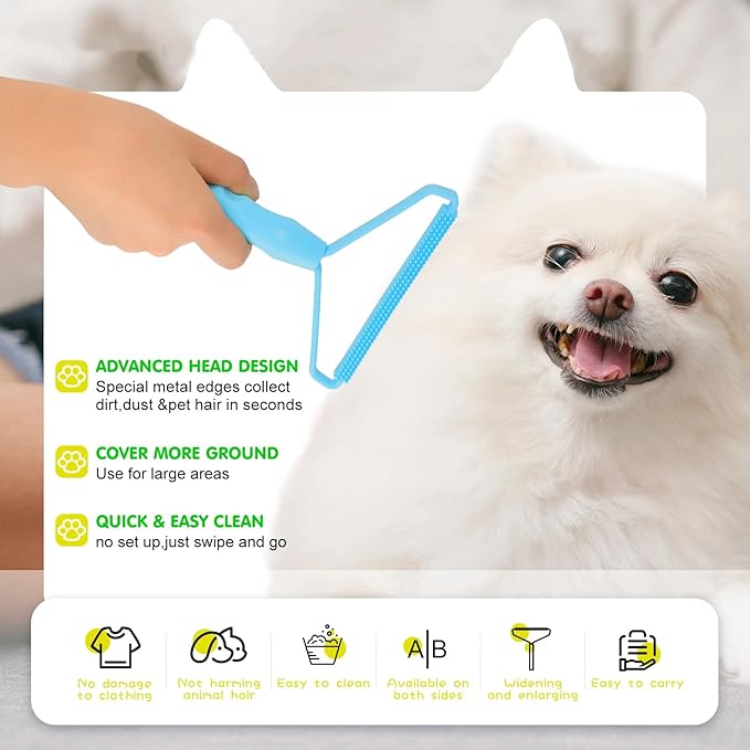 Honeydak 3 Pieces Hair Remover Tool Dog Hair Remover Pro Silicone Cleaner Brush Roller Fuzz Hairball Brush for Carpet Rake, Car Mat, Couch, Pet Bed, Clothes (Yellow, Light Blue)
