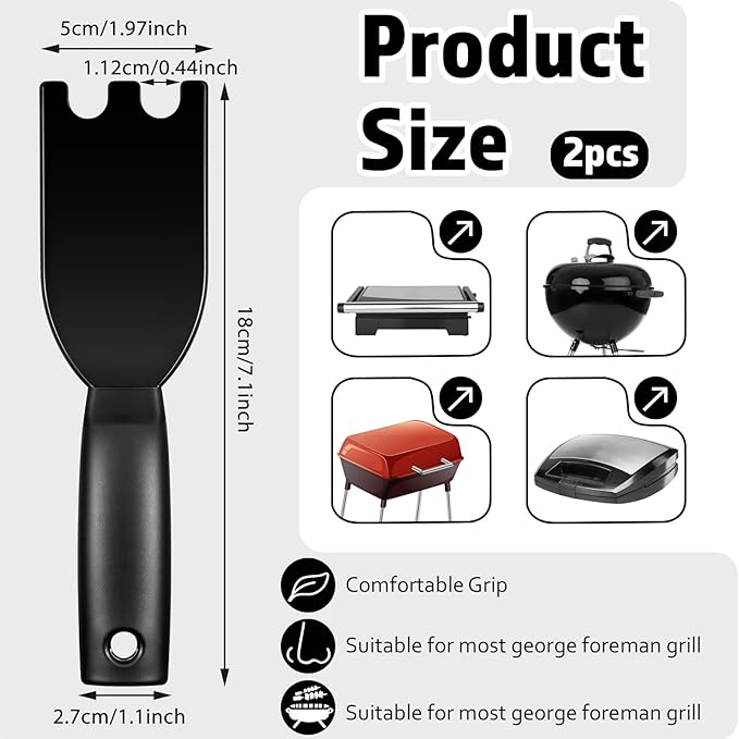 Universal Grill Scraper for George Foreman Indoor Grills and Other Indoor Grills with Grooves Heat Resistant Nylon Grill Spatula Cleaner Tool for Easy Cleaning Comfortable Grip (1)