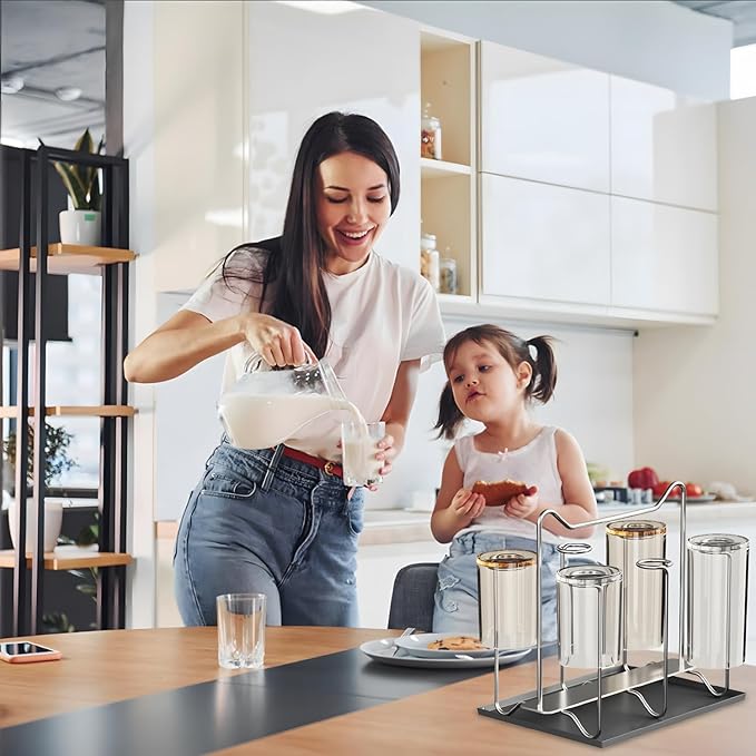 Cup Drying Rack Stand, Stainless Steel 6 Cups Mug Drying Rack Drainer Holder, Countertop Cup Rack Dryer for Glasses, Tumbler, Water Bottle