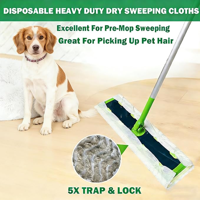 XL Heavy Duty Dry Sweeping Cloth for Swiffer Sweeper XL Mop, XL Disposable Dry Cloth Refills, Pet Hair Dust XL Dry Pad Refills, Extra Large Dry Floor Cloths for Floor Mopping and Cleaning, 30 Count