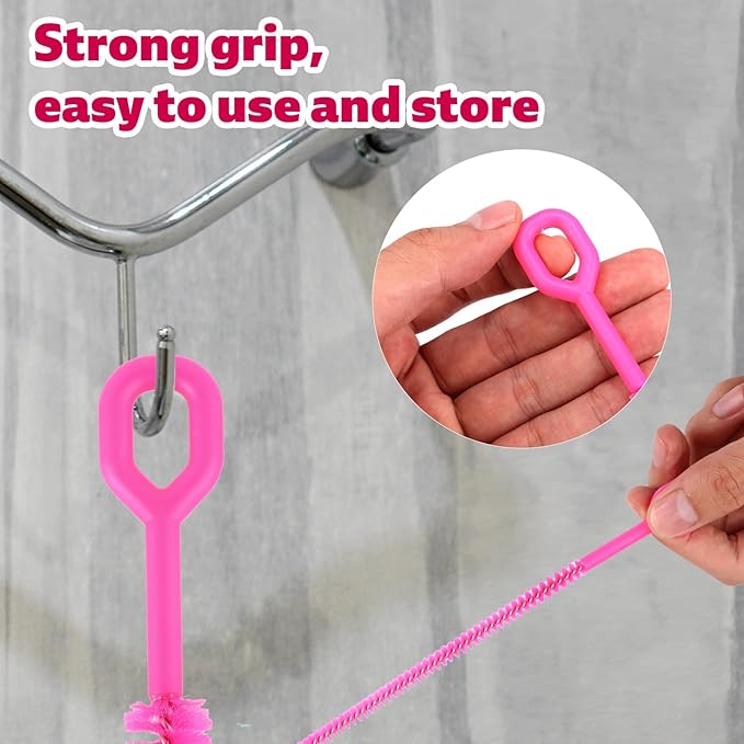 4pcs Straw Cleaner Brushes for Stanley, 8mm/0.31 Inch, 10mm/0.39 Inch, 12mm/0.47 Inch Reusable Extra Long Drinking Water Cup Bottle Straw Cleaning Brush Cleaning Tools Kit Accessories (Pink)