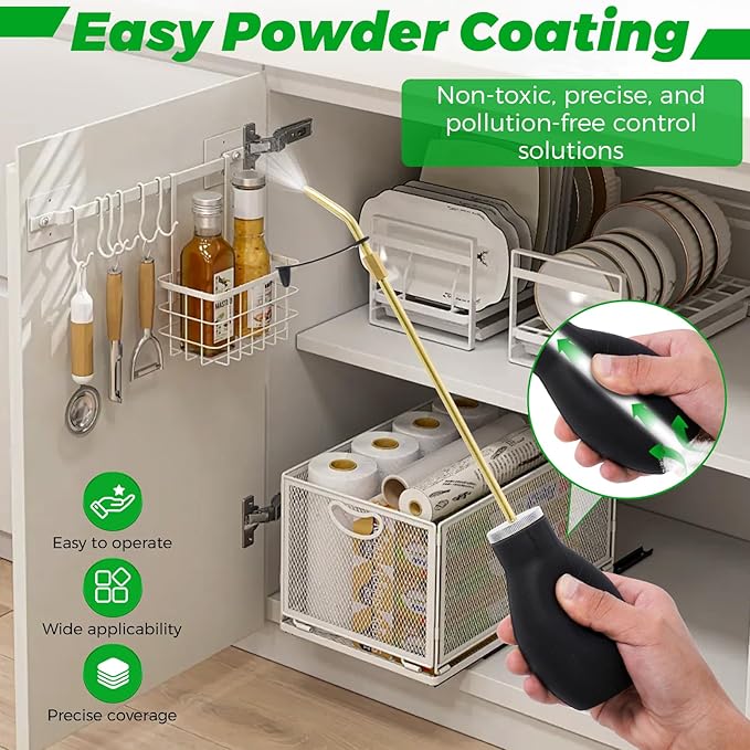 Diatomaceous Earth Duster, Powder Duster - Long Metal Tube Garden Dusters for Powder for Diatomaceous Earth & Fine Powders, Handheld Diatomaceous Earth Spreader for Home and Farm Use
