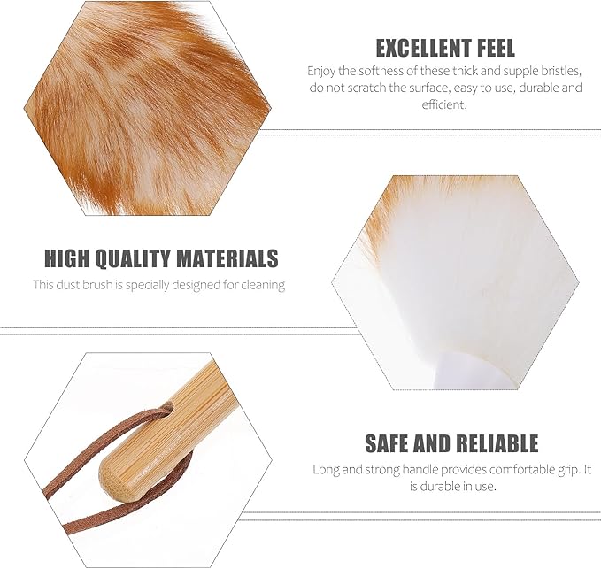 VALICLUD Wool Hand Duster with Wooden Handle, Household Dust Cleaner Brush for Home Cleaning, Portable White Lambswool Duster for Blinds and Surfaces Random Color