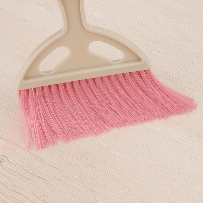 Mini Dustpan and Brush Set Portable Small Broom with Dust Pan Handheld Hangable Whisk Broom and Dust pan for Home, Kitchen, Table, Office, Car 3Pcs (Blue-Green-Pink)