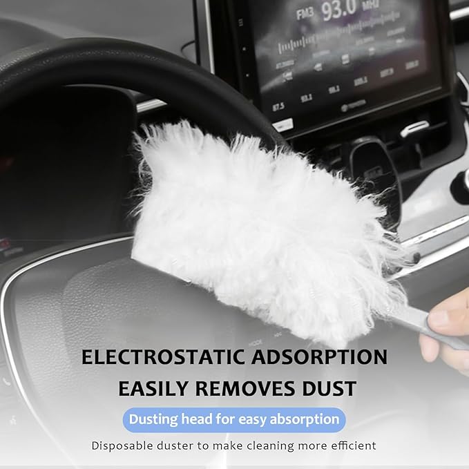 20PCS Disposable Duster Refills, Heavy Duty Static Feather Duster Replacement with 2 Handle, Multi-Surface Efficient Dusting Refill Kit for Cleaning Furniture Electronics