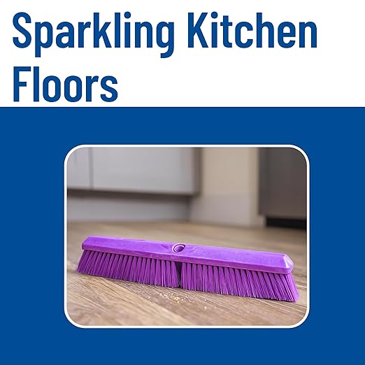 SPARTA 41890EC68 Omni Sweep Plastic Push Broom Head, Heavy Duty, Industrial Broom With Color Code System For Outdoor, Indoor, Garage, Concrete, Patio, Kitchen, Bathroom, 18 Inches, Purple