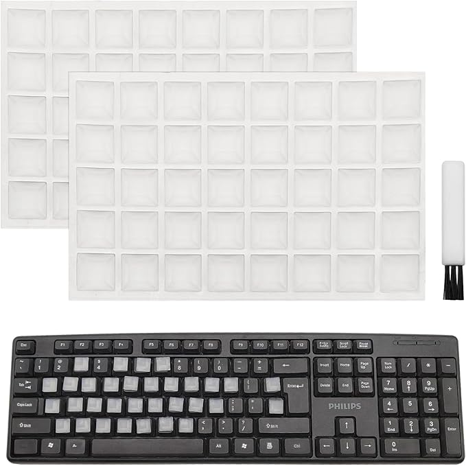 80 Pcs Raised Keyboard Stickers with cleaning brush for Nail-Art Typing, Adhesive Keycap Riser Cover for Long Nails Protection for Numeric Keypad, Square,Keyboard Bubbles for Long Nails,Square