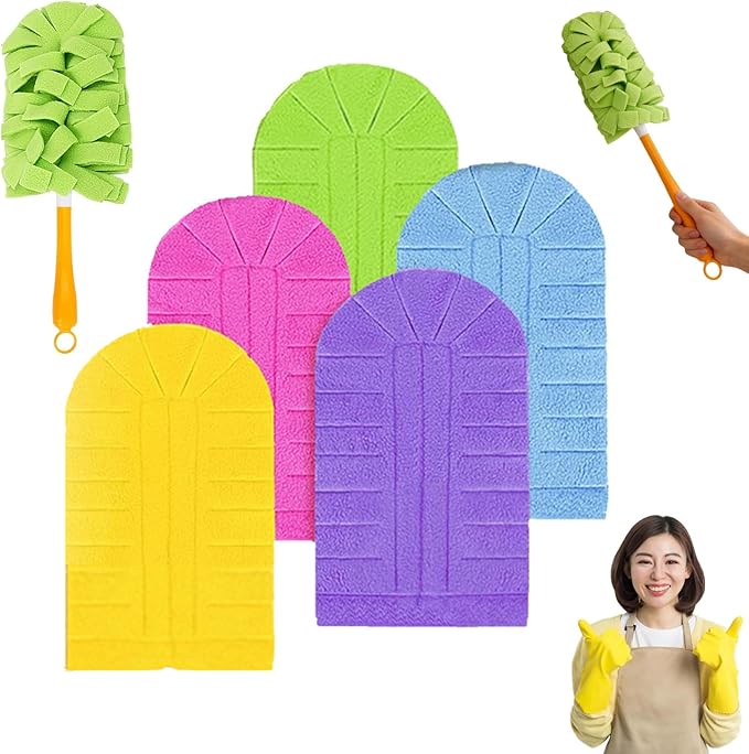 Reusable Chenille Microfiber Dust Duster, 360° Electrostatic Duster Refills, Duster Refills Reusable, Duster Refills Washable for Hand Duster, for Electronics Blinds Furniture Car (5pcs)