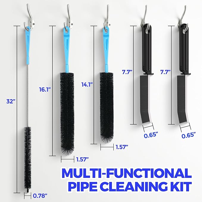Holikme Dryer Vent Cleaner Kit - 5 Piece Flexible Snake Tool for Lint Removes&Sewer Set Brush Clog Remover,for Toilet, Kitchen Sink, Bathroom Bathtub,Long Drain Brush