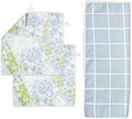 ELYN Microfiber Kitchen Dish Towel & Dish Cloth Set, Quick-Dry & Absorbent Waffle Weave Cleaning Cloths, Set of One Kitchen Towel & Two Washcloths, Paper Towels Alternative (Painterly Floral & Grid)