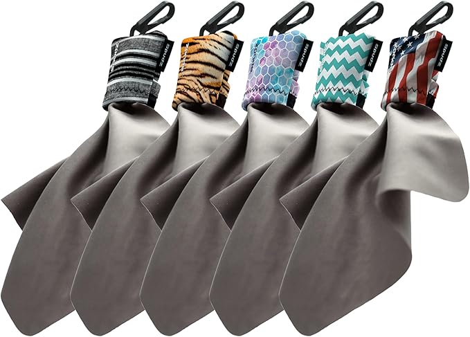 SPUDZ Ultra Variety Pack | Five 6" x 6" Microfiber Towels w/Neoprene Pouches | Premium Microfiber Cleaning Cloths for Laptops, Lenses, Cameras, Screens, and More | 5 Color Variety Pack (Photo)