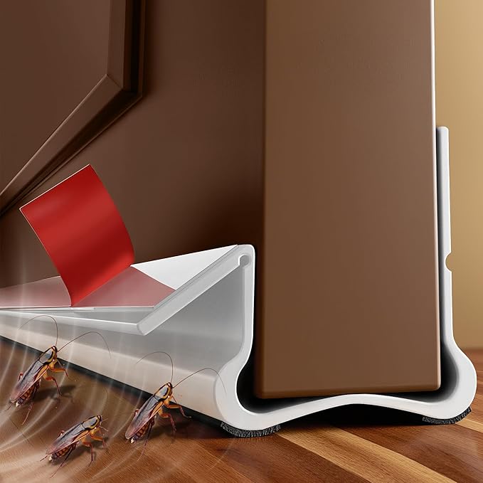 36.6 in Under Door Draft Stopper Reusable Self-Adhesive Door Sweep with Triple Seal Technology Soundproof Felt Flexible Gap Filler for Interior Exterior Doors Noise Reducing Door Seal White