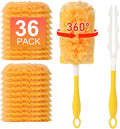 36 Count Heavy Duty Duster Refills for Swiffer Dusters with 1 Handle, 360° Multi-Surface Larger Size Feather Duster, Disposable Duster Kit for Cleaning Home, 4X Microfibers, Unscented