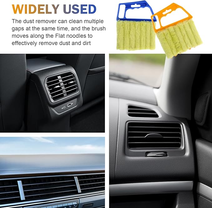 WZP 2PCS Blind Cleaner Duster Tool, Mini 7 Fingers Air Vent Cleaners, Handheld Washable Blind Cleaner for Blinds, Air Conditioner Vents, Fans Vents (Orange & Blue)