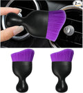 2PCS Car Interior Dust Brush, Soft Scratch Free Auto Detailing Brushes, Universal Vehicle Interior Cleaning Tool for Automotive Dashboard, Air Vents, Leather (Pure Purple)