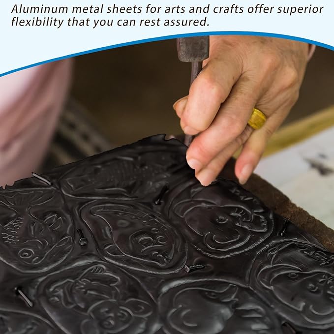150 Packs Aluminum Metal Crafts DIY Foil 6 Inch x 6 Inch x 0.07 mm Thick for Art Project Aluminum Flashing Roll Wide Sheet Multipurpose Metal Sheets(Black)