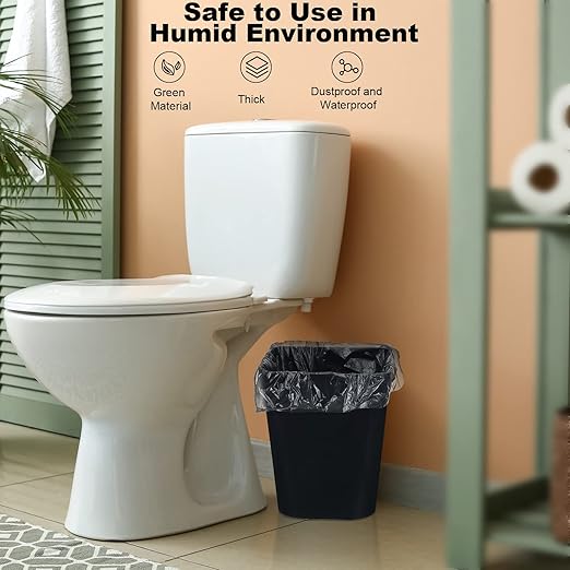 Eccliy 6 Pack Small Trash Cans for Bathroom Plastic Trash Can with 3 Rolls of Bags Small Wastebasket Garbage Bin Container, Bedroom, Home Office, Living Room, Kitchen (Black)
