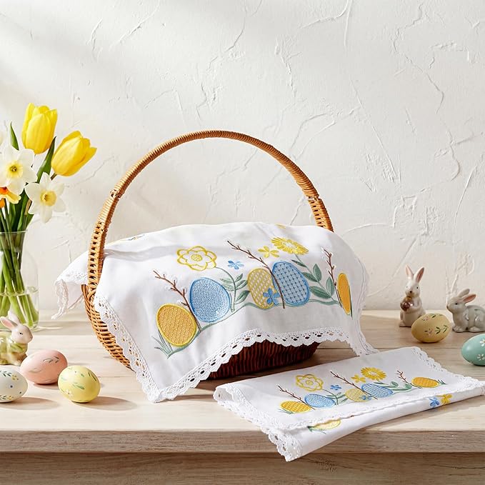 Tegeme Easter Orthodox Pascha Basket Cover Table Decoration Easter Religious Gift 18.5" x 15" Embroidered Cloth with Христос Воскрес Large Cloth Communion Prosphora Greek Christian Altar