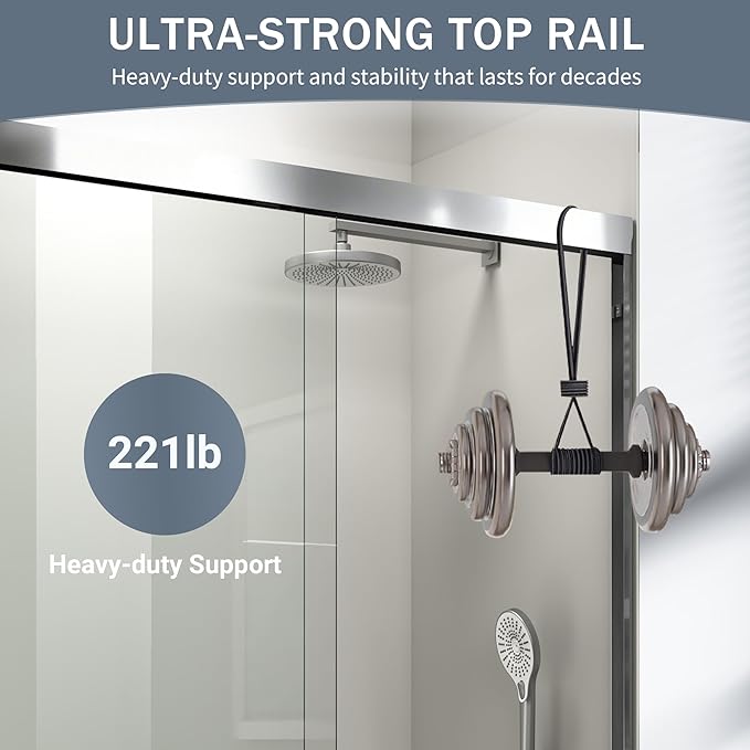 44-48 in. W x 72 in. H Double Sliding Shower Door, Semi-Frameless Bypass Bathroom Sliding Door with 1/4" (6mm) Tempered Glass for Walk-in Shower, Chrome