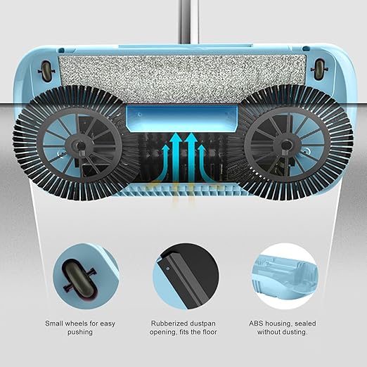 Carpet Floor Sweeper Manual with Horsehair,Hanging Manual Vacuum Carpet Brush Home Tool for Sweeping Mopping (Blue)