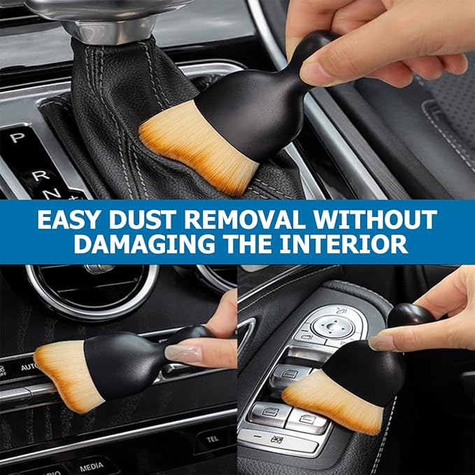 BELOMI Car Detailing Brush, Auto Interior Dusting Brush, Car Soft Bristle Cleaning Tool, Universal Car Interior Crevice Brush for Dashboard, Air Conditioner Vents, Leather, Computer (Brown)