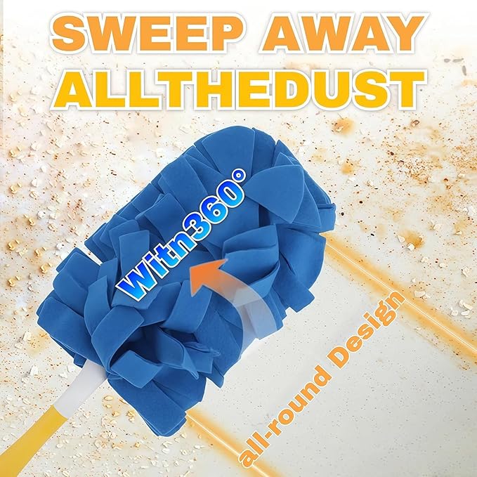 Electrostatic Dusters for Cleaning, 360° Electrostatic Duster Refills, Washable & Reusable Microfiber Duster Refills, Multi-Surface Cleaning Tool for Cleaning Home, Blinds (1 Handle + 4 Refills)
