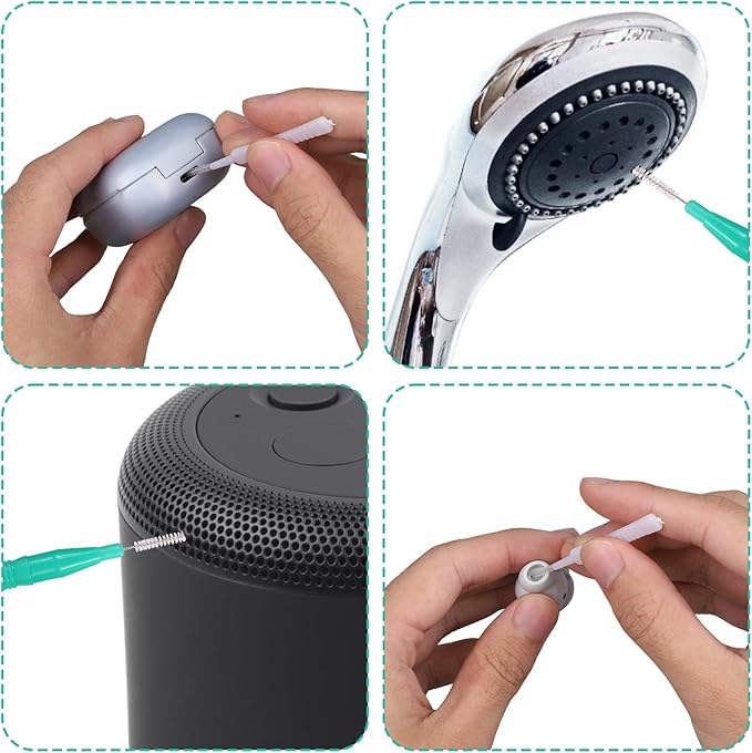 70pcs Shower Head Cleaner Tools, Including 20 Cleaning Brushes & 50 Shower Hole Brushes Practical Unclogger Tools for Small Showerhead Holes Sink Gaps Picks (Green, White)