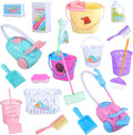 22 Pieces Miniature Bucket Doll Housework Cleaning Supplies Mini Dollhouse Accessories Mop Dustpan, Brush, Broom, Bucket Dollhouse Furniture Decoration Accessories for Dolls Pretend Play, Random Color