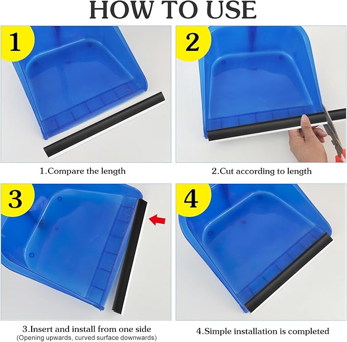 2Pcs Dustpan Edge Replacement Strip, 11.4 Inch Plastic Dust Pan Lip Inlet Pressing Strips for Stand Up Dustpans, Garbage Shovel, Home Office Cleaning Tool Repairs Accessory