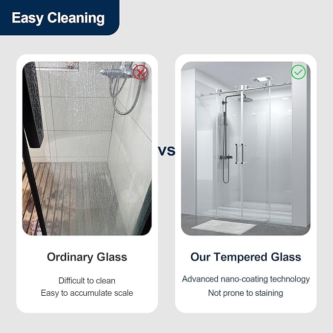 56-60" x 74" Double Sliding Shower Door,Frameless Shower Enclosure 5/16" (8mm) Clear Tempered Glass,Stainless Steel Circular Guide Rail, Brushed Nickel Finished