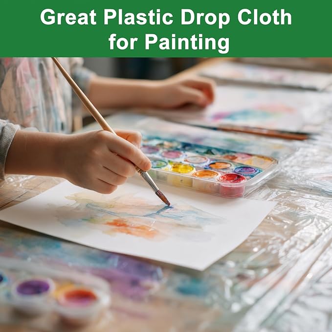 6-Pack 9x12 ft Painter Plastic Drop Cloths Sheet,Waterproof Anti-dust Cover, Disposable Tarp for Painting for Couch/Furniture Cover