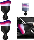 Ziciner 2 PCS Car Detailing Brush, Curved Soft Bristles Auto Removal Dust Collector, Universal Vehicle Dashboard, Air Conditioner Vents, Computer etc Interior Cleaning Tool Accessories(White/Red/Blue)