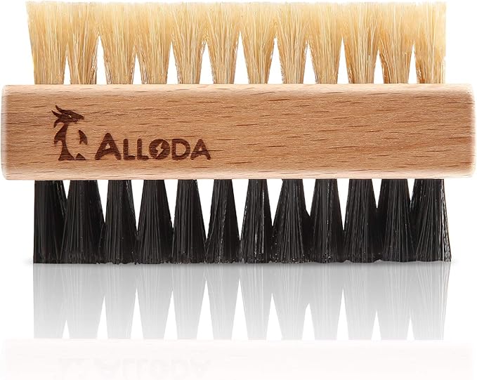 Shoe Cleaning Brush/Scrub Brush by Alloda - [Upgrade] Protect Double Sided Soft & Hard Sneaker Cleaner Brush by 100% Boar & Nylon Bristle