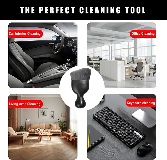 Car Interior Dust Brush, Soft Scratch Free Auto Detailing Brushes, Universal Vehicle Interior Cleaning Tool for Automotive Dashboard, Air Vents, Leather(Gray)